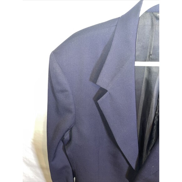 Pierre Cardin Suit Jacket Men’s Size 42L Blue 100% Worsted Wool Missing Button - Picture 5 of 12